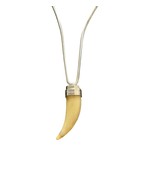 Michael Kors Horn Necklace Silver Tone Metal Cord Chain Pendant w/ Dust Bag - $64.35