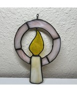 Vtg Lead Framed Stained Glass Sun Catcher 5.5 Candle Stick Halo Window D... - $320.38 MXN