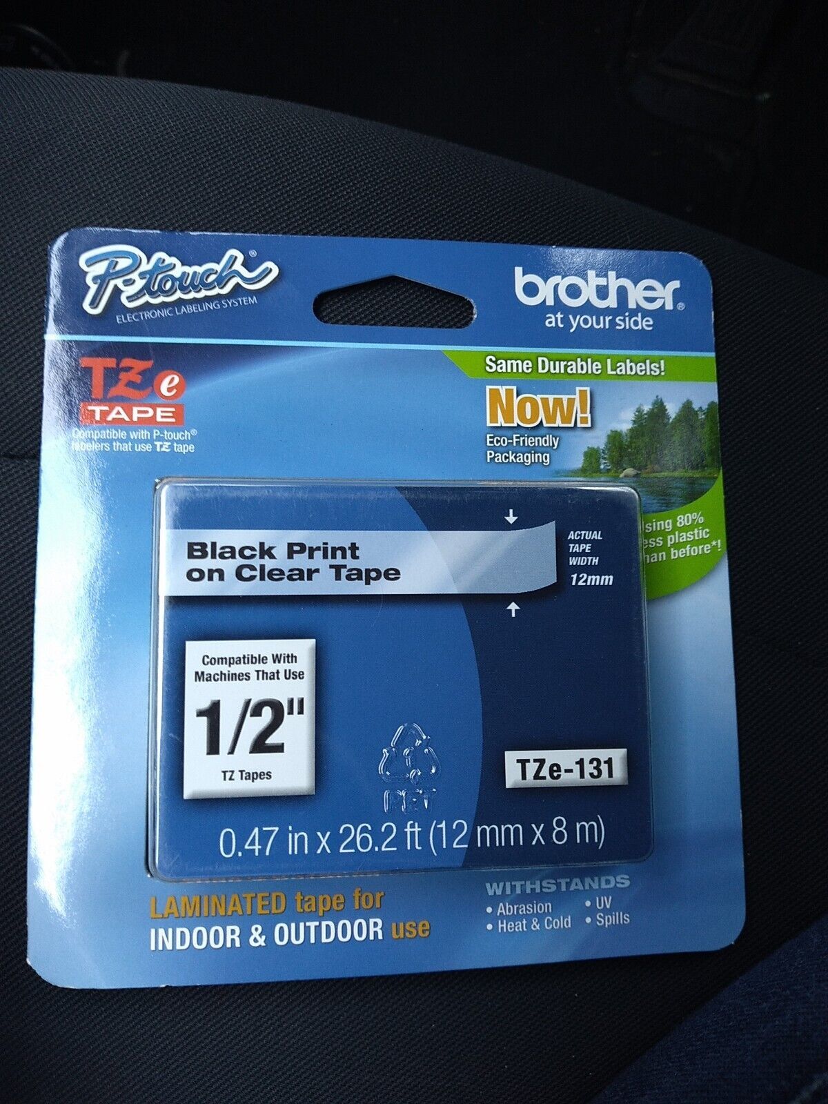 Primary image for new Brother Genuine P-touch TZE-131 black print on clear tape 1/2" 0.47"  sealed