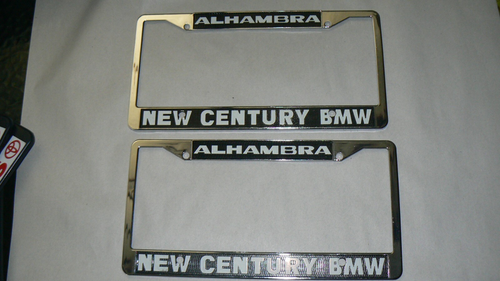 Pair of 2 X Alhambra Ne Century BMW License Plate Frame Dealership Metal - $36.19