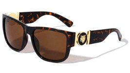 Dweebzilla Gold Tiger Face Medallion Classic Square Luxury Sunglasses (Gold &amp; To - £9.92 GBP