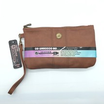 Stone Mountain Leather Wristlet Pouch Zip Top Brown  - £15.13 GBP