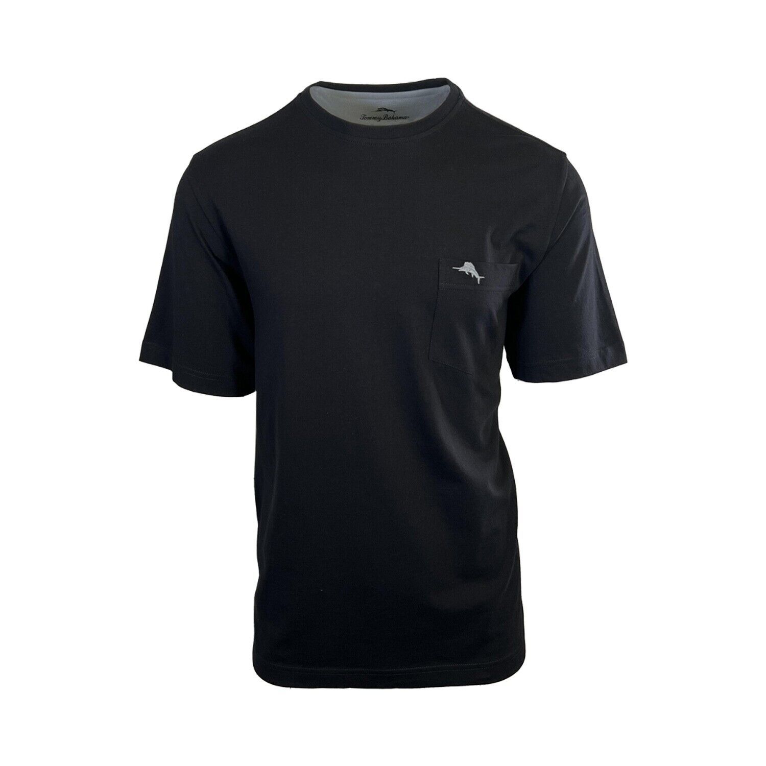 Tommy Bahama Men's Black T-Shirt Crew Neck Bali Skyline Grey Logo Tee (S48)