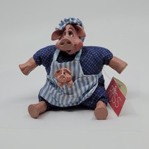 Russ Berrie K Kelly #2641 Country Pigletta mother pig w baby in apron NEW  - $25.00