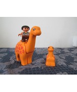 Lego Duplo Dinosaur Animal Lot 2 Orange Brontosaurus Mom Baby Cave Person - $27.14 CAD