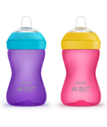 Leakproof Sippy Cups 10oz for Baby Girl Pink Purple Soft Silicone Spout ... - £10.39 GBP