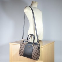 Charles &amp; Keith Signature Pattern Purse Brown Black Leather Shoulder Han... - $59.45