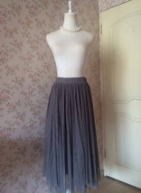 Gray High-low Tulle Skirt Outfit Women Custom Plus Size Tulle Skirt image 2
