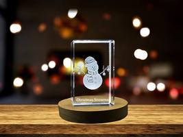 LED Base included | Charming Christmas Snowman | 3D Engraved Crystal Decoration - £32.14 GBP+
