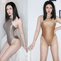 Shiny Japanese Swimwear HIgh Cut Bodysuit Hollow Out One Piece Swimsuit Monokini - £11.35 GBP