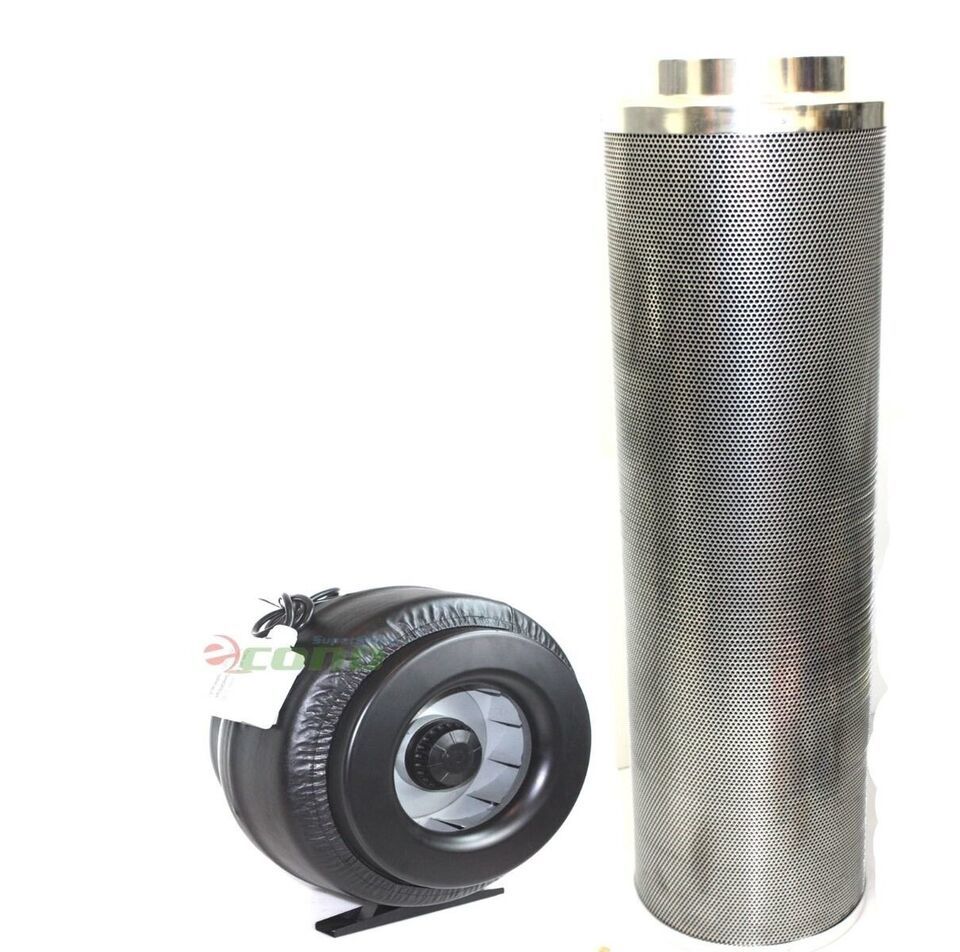 8&quot; Carbon Filter &amp; Inline Exhaust Fan Air Blower HydroponicOdor Control ... - $233.74