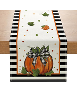Fall Decorations for Home,Fall Table Runner Pumpkin Bow Buffalo Plaid Ta... - $232.67 MXN