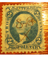 1862-71 revenue stamp blue 2 cent proprietary R13c - £7.80 GBP
