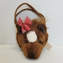 Rare The Bearington Collection Horse Purse Plush Brown Head Face Red Bow... - £7.56 GBP