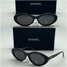 CHANEL 5416 Black Gray Oval Sunglasses–Acetate Frame – Brand New 100% Au... - $279.30