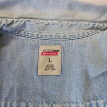 Genuine Dickies GL300SNB Men's Blue Distressed Denim Button-Down Shirt Size L image 5