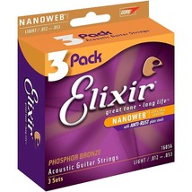 Elixir Elixir Light Nanoweb Phosphor Bronze Acoustic Guitar Strings - £75.31 GBP