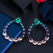 CWWZircons Designer CZ Crystal Round BIg Dangle Drop Women Party Earrings Bohemi - £17.92 GBP