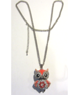 Betsey  Johnson Pink Rhinestone Enamel Owl Pendant Necklace - £13.84 GBP