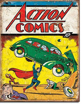 Superman Action Comics #1 Retro Comic Book DC Super Hero Metal Sign - £16.79 GBP