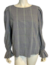 Who What Wear Women&#39;s Pullover Blouse Black/White Plaid Sz Large - £9.52 GBP