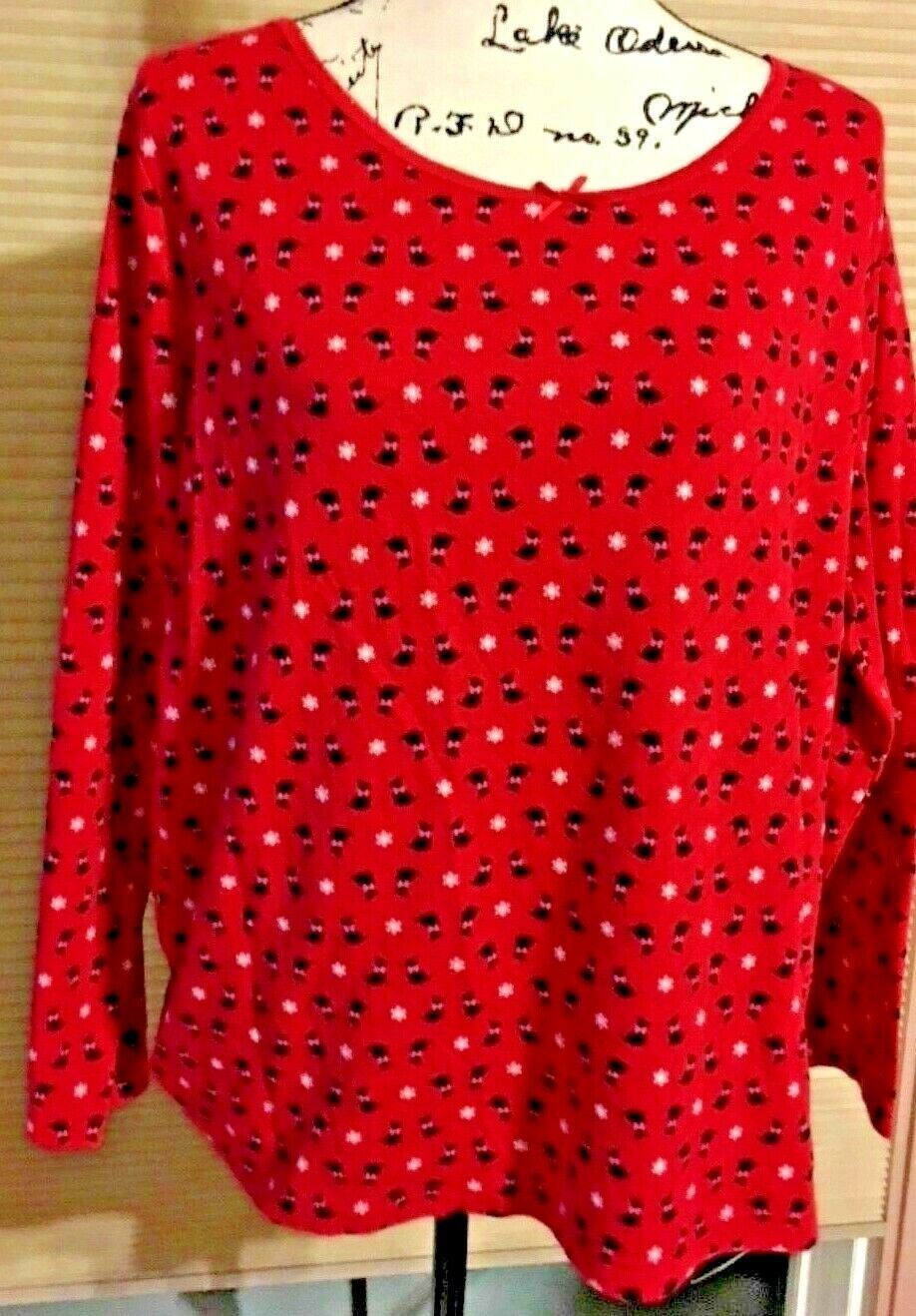 Primary image for Women’s Charter Club Sleepwear Pajama Top Red Scotty Dog Large Cotton Poly 26-23