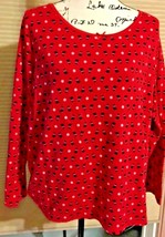 Women’s Charter Club Sleepwear Pajama Top Red Scotty Dog Large Cotton Poly 26-23 - £4.58 GBP