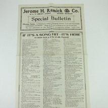 Sheet Music Jerome H. Remick &amp; Co Advertising Special Bulletin Antique 1914 RARE - $9.99