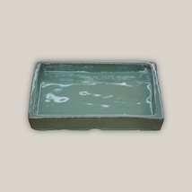 Ten Thousand Pots- Square Premium Green Cream Ceramic Plant Saucer-Sizes... - $55.00+
