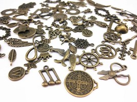 Assorted Charms Antique Bronze Tone Mixed Pendants Jewelry Making Supplies 10pcs - $5.54