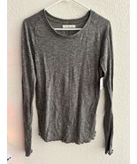 Free People Women's Grey Long Sleeve Sheer Top Sz L - $22.25