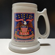 WSBA 910 AM York Pa All American Radio Eagle Shield Flag Pfaltzgraff Tan... - $18.69