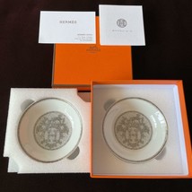 Hermes Mosaique au 24 Mini Sauce Platter 10 CM Set Of 2 Platinum Silver... - £348.87 GBP