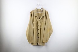Vintage 90s Streetwear Mens Large Distressed Baggy Terry Cloth Shirt Jacket - £46.47 GBP