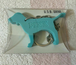 Victoria&#39;s Secret Pink Collectible Teal Green USB Dog Keychain - £23.97 GBP