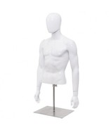 Plastic Half Body Head Turn Male Mannequin with Base - Color: White - $193.92 CAD