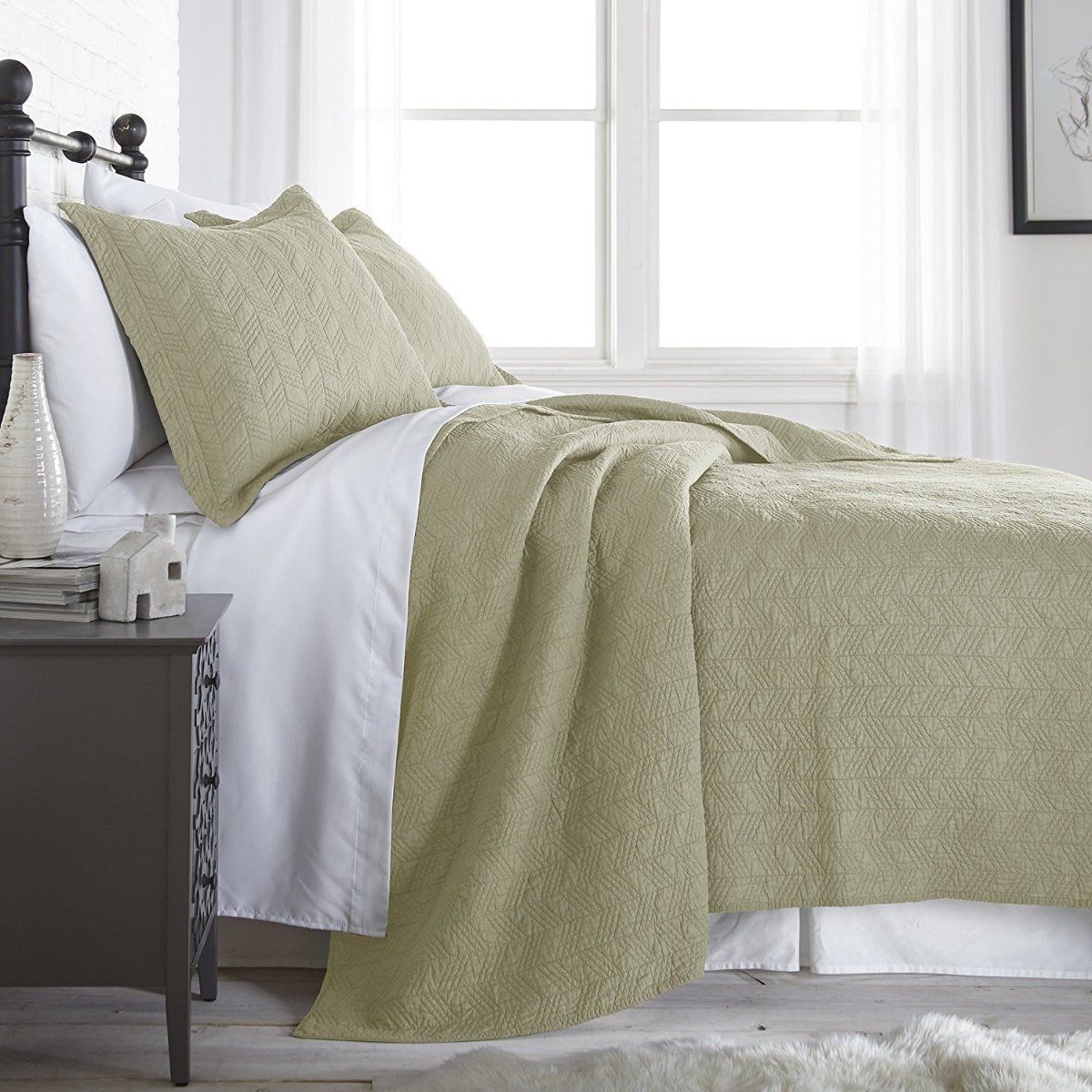 3-Piece Roswell Geometric Soft Vintage Washed 100% Cotton Quilt Set Khaki - $77.99 - $82.99