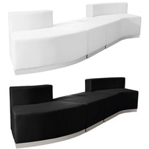 Black White Leather* 4 Pc Reception Sectional Curve Office Hotel Confere... - £1,478.77 GBP