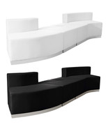 Black White Leather* 4 Pc Reception Sectional Curve Office Hotel Confere... - $2,988.21 CAD+