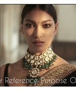 VeroniQ Trends-Indian Kundan,Choker Necklace with Emerald Drops,Wedding,... - $145.67 CAD