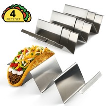 4 Pack Stainless Steel Taco Holder Stand Safe Rack Tray For Dishwasher Oven Save - £25.57 GBP