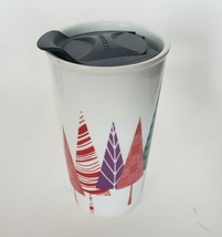 Starbucks 2017 Traveler Tumbler Coffee Mug 11oz Trees Ceramic White - £7.88 GBP
