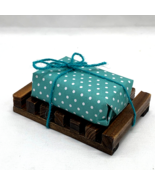 Organic Peppermint Soap Gift Wrapped with a Wooden Soap Dish - $14.06