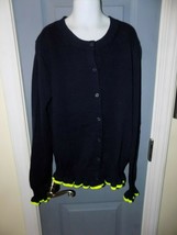 CrewCuts Navy Blue/Lime Green Ruffle Cardigan Sweater Size 14 Girl&#39;s NEW - £18.45 GBP