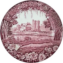 Vintage Enoch Woods Sons English Castles Pink Red Transferware Dinner Plate - £18.39 GBP