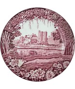 Vintage Enoch Woods Sons English Castles Pink Red Transferware Dinner Plate - £18.28 GBP