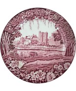 Vintage Enoch Woods Sons English Castles Pink Red Transferware Dinner Plate - $30.46 CAD