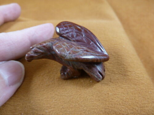 (Y-BIR-EA-ST-557) EAGLE eagles BIRDS bird RED gem STONE gemstone carving - $14.01