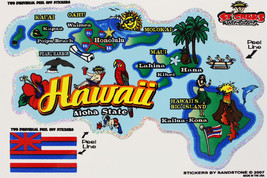 Hawaii State Map Die Cut Sticker - $4.98