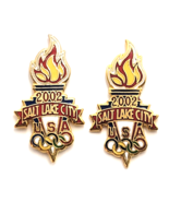 Salt Lake City 2002 Olympic Torch Rings Pins Lot 2 Flame Team USA Winter... - $19.99